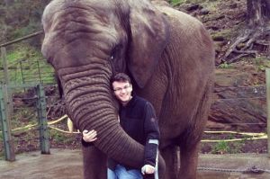 This is Stephen fulfilling his bucket list! (Yep, now we all want to hug an elephant.)